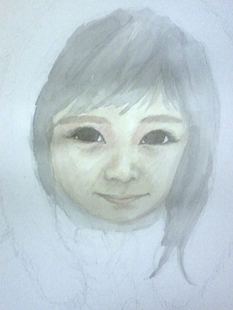 ひめ画伯の誕生日（8歳）の絵：下塗り