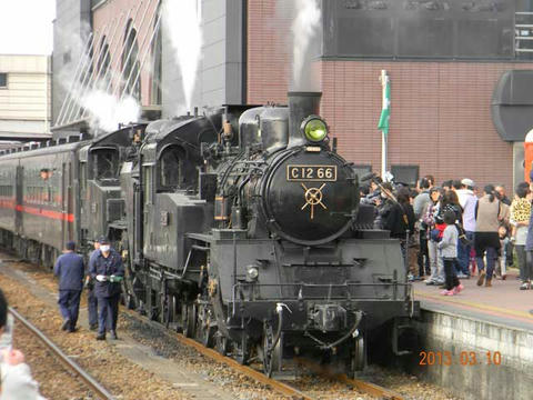 真岡鐵道SL重連（2013年3月10日・真岡駅）