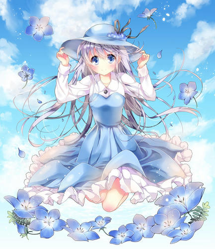 ネモフィラと少女 ほのぼの日和