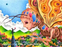 Moth ・ Moth's queen ・ Fantasy illustration ・ Colored pencil art ・ Pastel drawing