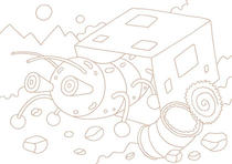 Caterpillar ・ Green caterpillar ・ Insect ・ Robot ・ Comic illustration