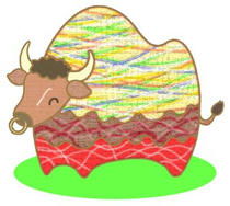 Ox, year of the caw, and New Year on New Year's card, new year, and New Year's Day