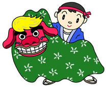 New Year on shishimai, New Year's card, new year, and New Year's Day