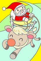 Father Christmas, reindeer, and X`mas at Christmas Eve at Christmas