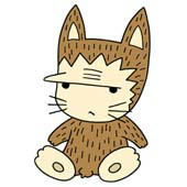Cute ancient cat character - Primitive cat of dour look