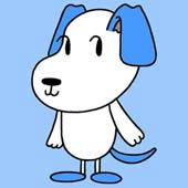 Fashionable, colorful dogs character - Intellectual blue dog