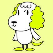 Fashionable, colorful dogs character - Gentle yellow dog