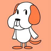 Fashionable, colorful dogs character - Energetic orange dog