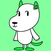 Fashionable, colorful dogs character - Cheerful green dog