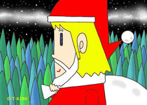Christmas illustration and pictures - Father Christmas in forest