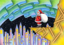 Christmas illustration and pictures - Christmas eve of aurora