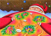 Christmas illustration and pictures - Father Christmas who became town