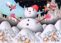 Christmas illustration and pictures - Snowman and Father Christmas