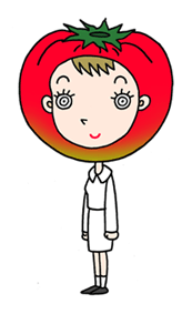 Cartoon character, a business woman, office girl, and tomato