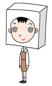Cartoon character, a business woman, office girl, and tofu