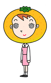 Cartoon character, a business woman, office girl, and orange