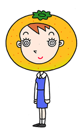 Cartoon character, a business woman, office girl, and orange