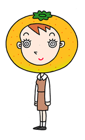 Cartoon character, a business woman, office girl, and orange