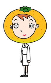 Cartoon character, a business woman, office girl, and orange