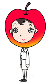Cartoon character, a business woman, office girl, and apple