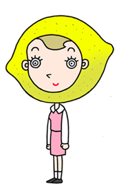 Cartoon character, a business woman, office girl, and lemon