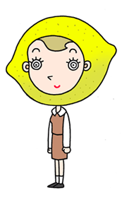Cartoon character, a business woman, office girl, and lemon