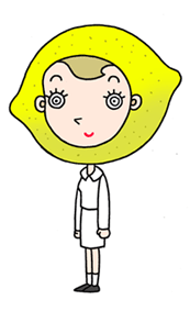 Cartoon character, a business woman, office girl, and lemon