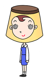 Cartoon character, a business woman, office girl, and pudding