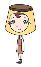 Cartoon character, a business woman, office girl, and pudding