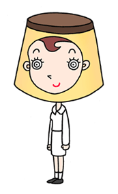 Cartoon character, a business woman, office girl, and pudding
