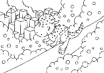 Lovely dinosaur - Dinosaur that crosses fruit field