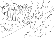 Lovely dinosaur - Dinosaur that crosses fruit field