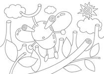 Original coloring pages 「Insect robot cartoon character - The sun and beetle」