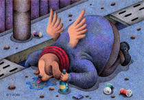 Free Art, Illustrations, Pictures and Images 「Fairy tale. Angel Dog - Drunkenness」