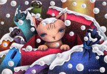 Free Art, Illustrations, Pictures and Images 「Fairy tale. Snow Cat - Abandoned cat」