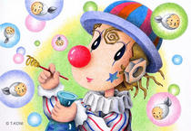 Free Art, Illustrations, Pictures and Images 「Romantic pierrot - Soap bubbles」