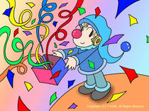 Wallpaper for PC desktop that uses original illustration 「Pierrot picture - Romantic pierrot &amp;quot;Surprise box&amp;quot;」
