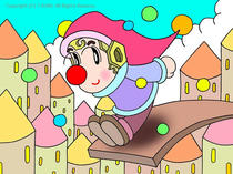 Wallpaper for PC desktop that uses original illustration 「Pierrot picture - Romantic pierrot &amp;quot;Slide&amp;quot;」