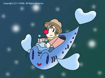 Wallpaper for PC desktop that uses original illustration 「Pierrot picture - Romantic pierrot &amp;quot;Trip to bottom of the sea&amp;quot;」
