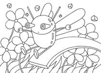 Original coloring pages 「Insect robot cartoon character - Insect that bubbles over with slide」