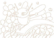 Original coloring pages 「Insect robot cartoon character - Insect that bubbles over with slide」