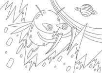 Original coloring pages 「Insect robot cartoon character - Big insect that travels around space」