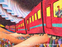 Wallpaper for mobility that uses original illustration 「Fantasy world - Night train」