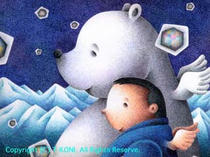 Wallpaper for mobility that uses original illustration 「Fantasy world - Polar bear and I」