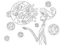 Original coloring pages 「Comic illustration &amp;quot;Cute lady&amp;quot; - Dolphins whom I love」