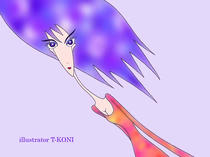 Wallpaper for PC desktop that uses original illustration 「Woman picture - Fashionable woman &amp;quot;Woman with purple hair&amp;quot;」