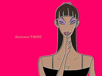 Wallpaper for PC desktop that uses original illustration 「Woman picture - Fashionable woman &amp;quot;Become silent woman&amp;quot;」