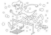 Original coloring pages 「Comic illustration &amp;quot;Cute lady&amp;quot; - Let's jump over the hurdles together」