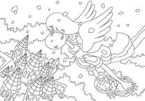 Original coloring pages 「Comic illustration &amp;quot;Cute lady&amp;quot; - Angel who delivers fairy in forest」