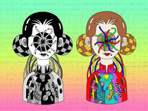Wallpaper for PC desktop that uses original illustration 「POP illustration - The funky world &amp;quot;Android twin&amp;quot;」